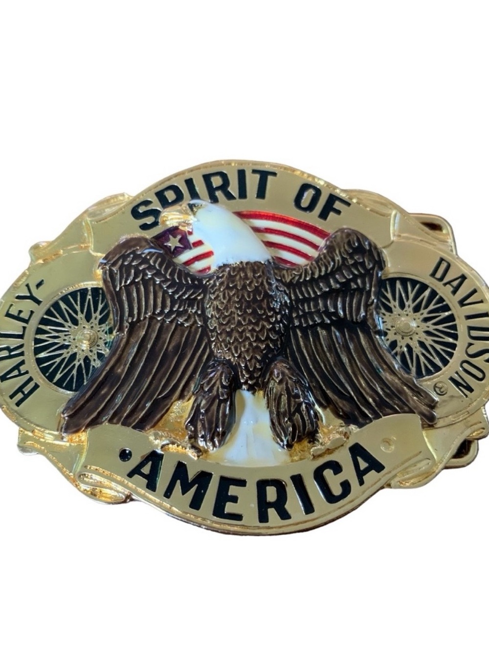 Vintage 1978 Harley Davidson Belt Buckle Brass Spirit of America RainTree USA